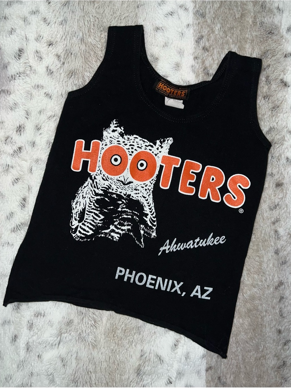 Vintage Hooters Black Tank with Orange & White Owl Logo